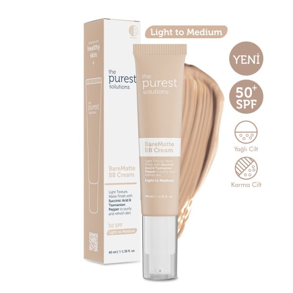 The purest bare matte BB cream spf 50 (light to medium) 40 ml/ بي بي كريم مع حمايه من الشمس من بيورست