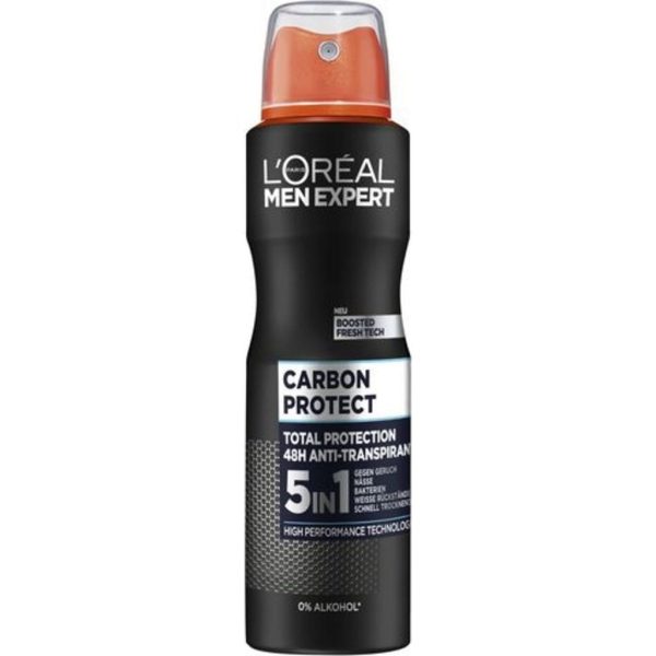 L'oreal men expert carbon protect 5 in 1 deodrant spray  250ml / مزيل عرق رجالي بخاخ من لوريال