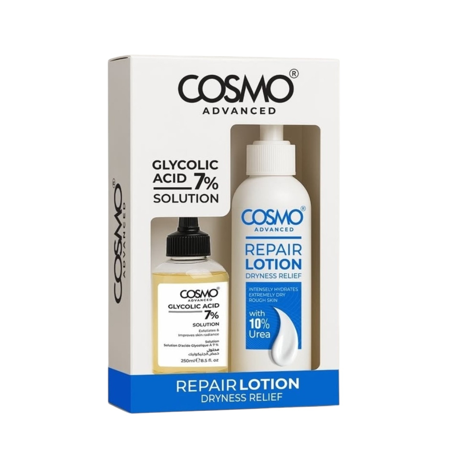 COSMO Advanced Exfoliate & Hydrate Set / ثنائي التجديد والإصلاح Renew + Repair