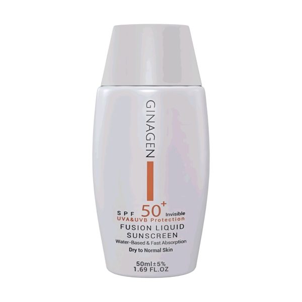 Ginagen Fusion liquid sunscreen for dry to normal skin spf 50  50ml / واقي شمس السائل للبشره الجافه والعاديه من جيناجين