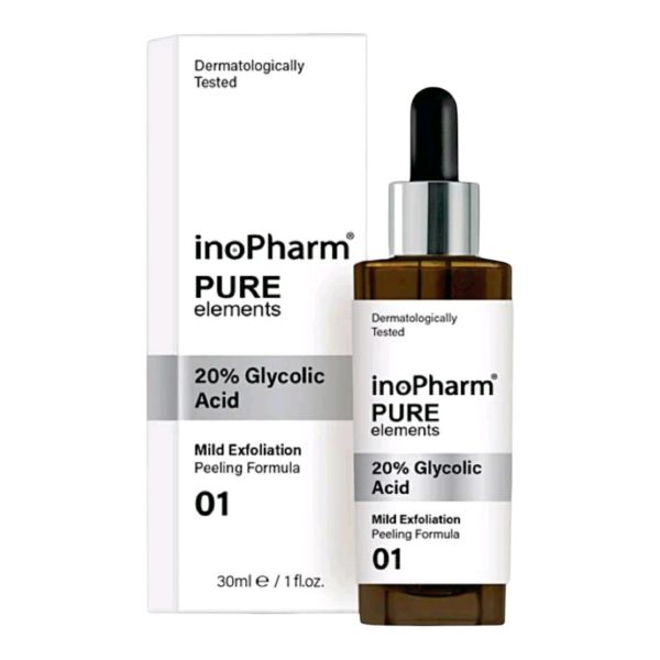 InoPharm Pure Elements 20% Glycolic Acid Peeling Formula 30ml / سيرم الكلايكولك أسد ٢٠٪ المقشر للبشره من اينوفارم
