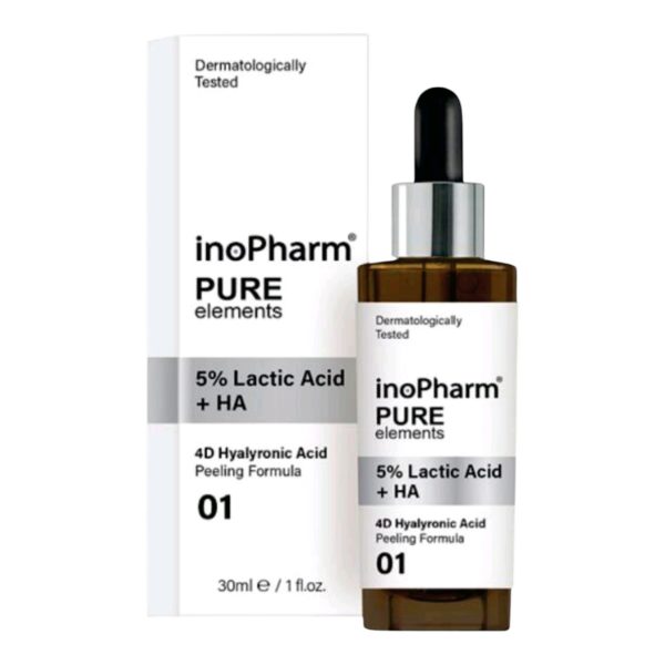 InoPharm Pure Elements 5% Lactic Acid + HA Peeling Formula/ تركيبة لتقشير الوجه اللطيف بحمض اللاكتك أسد من اينوفارم
